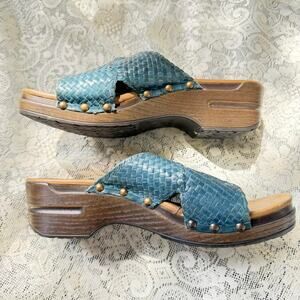 Dansko Blue and brown leather platform sandals - Size 10 Women